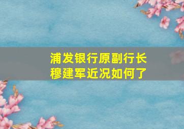 浦发银行原副行长穆建军近况如何了