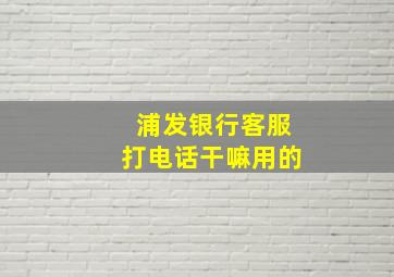 浦发银行客服打电话干嘛用的