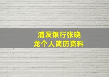 浦发银行张晓龙个人简历资料