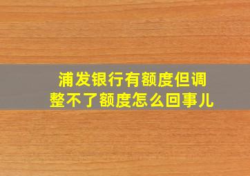 浦发银行有额度但调整不了额度怎么回事儿