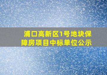 浦口高新区1号地块保障房项目中标单位公示