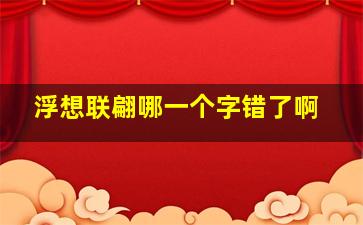 浮想联翩哪一个字错了啊