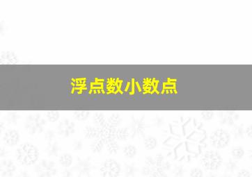 浮点数小数点