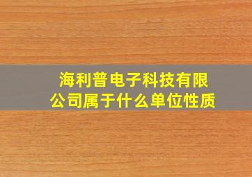 海利普电子科技有限公司属于什么单位性质