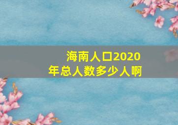 海南人口2020年总人数多少人啊