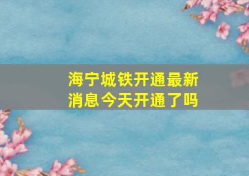 海宁城铁开通最新消息今天开通了吗