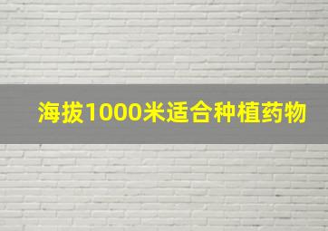 海拔1000米适合种植药物