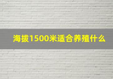 海拔1500米适合养殖什么