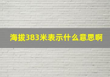 海拔383米表示什么意思啊