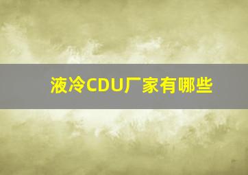 液冷CDU厂家有哪些