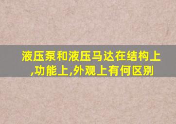 液压泵和液压马达在结构上,功能上,外观上有何区别