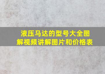 液压马达的型号大全图解视频讲解图片和价格表