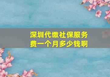 深圳代缴社保服务费一个月多少钱啊