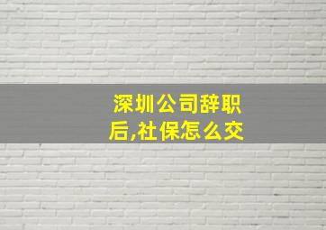 深圳公司辞职后,社保怎么交