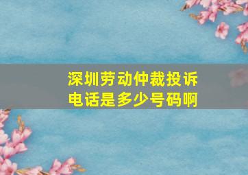 深圳劳动仲裁投诉电话是多少号码啊