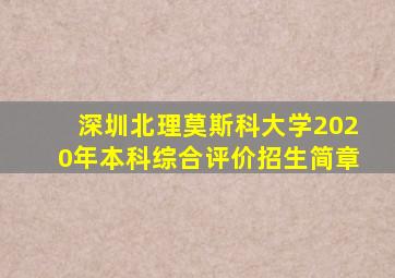 深圳北理莫斯科大学2020年本科综合评价招生简章