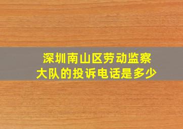 深圳南山区劳动监察大队的投诉电话是多少