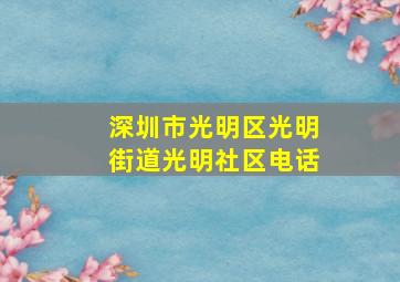 深圳市光明区光明街道光明社区电话