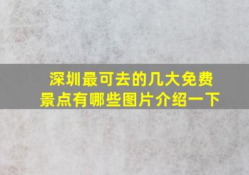 深圳最可去的几大免费景点有哪些图片介绍一下