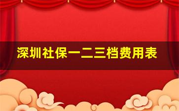 深圳社保一二三档费用表