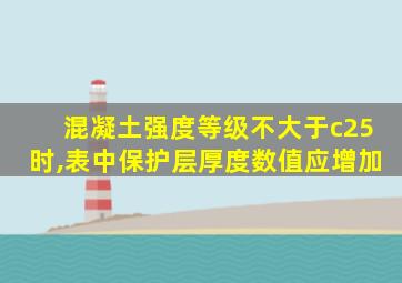 混凝土强度等级不大于c25时,表中保护层厚度数值应增加