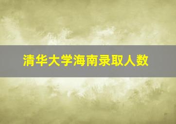 清华大学海南录取人数