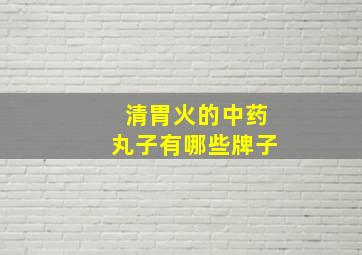 清胃火的中药丸子有哪些牌子