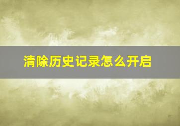 清除历史记录怎么开启