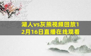 湖人vs灰熊视频回放12月16日直播在线观看