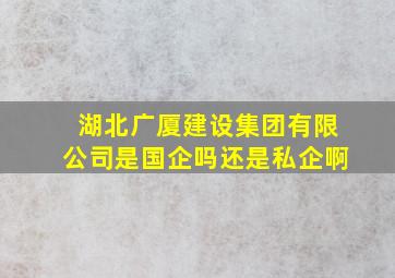 湖北广厦建设集团有限公司是国企吗还是私企啊