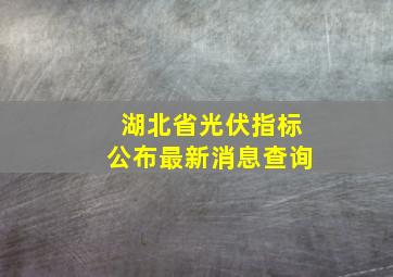 湖北省光伏指标公布最新消息查询