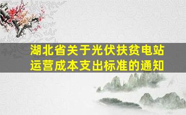 湖北省关于光伏扶贫电站运营成本支出标准的通知