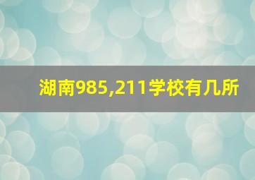 湖南985,211学校有几所