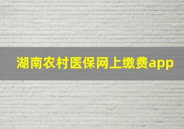 湖南农村医保网上缴费app