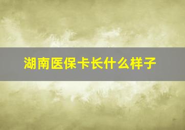 湖南医保卡长什么样子