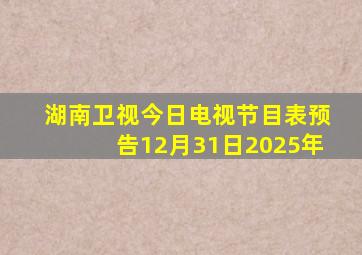 湖南卫视今日电视节目表预告12月31日2025年