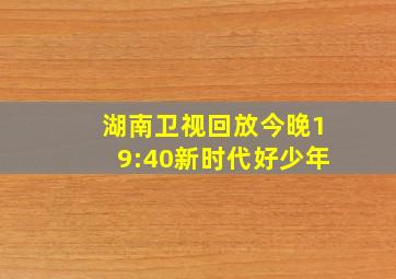 湖南卫视回放今晚19:40新时代好少年