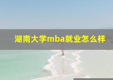 湖南大学mba就业怎么样