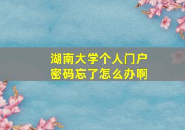 湖南大学个人门户密码忘了怎么办啊