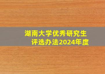 湖南大学优秀研究生评选办法2024年度