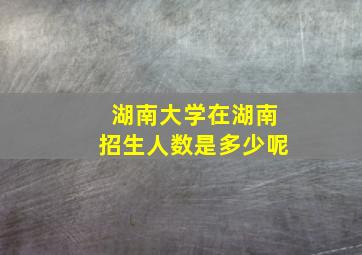 湖南大学在湖南招生人数是多少呢