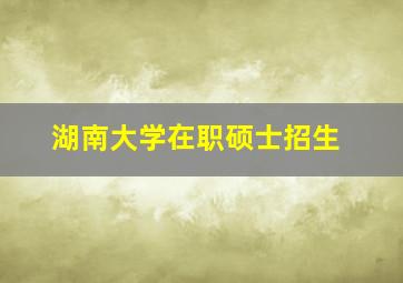 湖南大学在职硕士招生