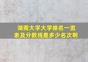 湖南大学大学排名一览表及分数线是多少名次啊