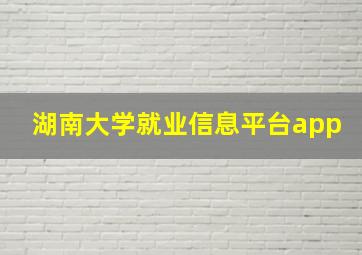 湖南大学就业信息平台app