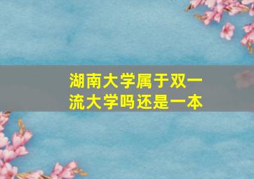 湖南大学属于双一流大学吗还是一本