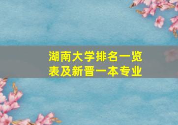 湖南大学排名一览表及新晋一本专业