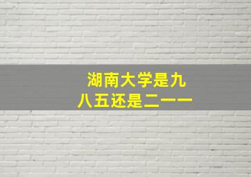 湖南大学是九八五还是二一一