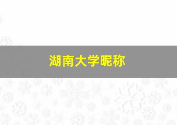 湖南大学昵称