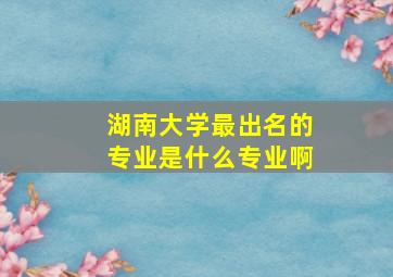 湖南大学最出名的专业是什么专业啊