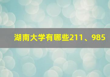 湖南大学有哪些211、985